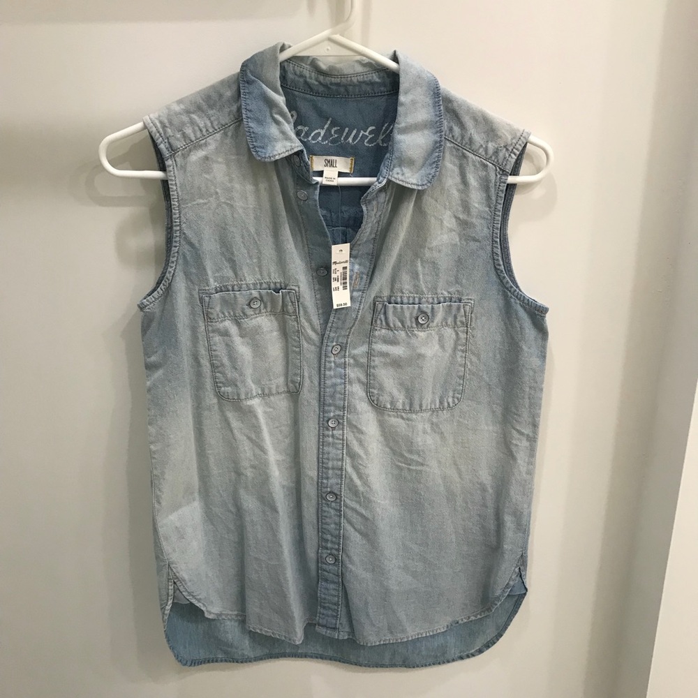 NWT Madewell Sleeveless Chambray Top Sz S